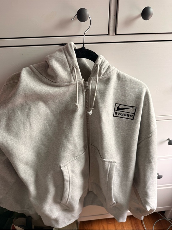 Stussy Other - Stussy Nike Light Gray Full-Zip Hoodie with Logo Patch